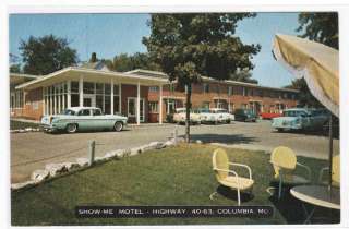 Show Me Motel 50s Cars Columbia Missouri postcard  