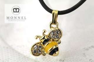 A41 Cute Crystal Bee Charm Pendant Necklace (+Gift Box)  