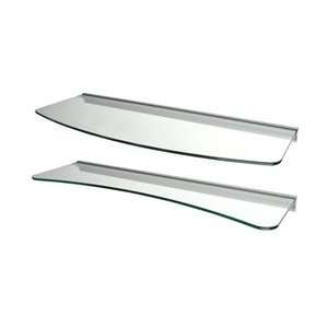  Set of 2 Clear Glass Wall Shelves   1 Concave & 1 Convex 