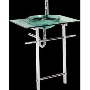    Teal Green Water Lily Glass & Chrome Console Sink