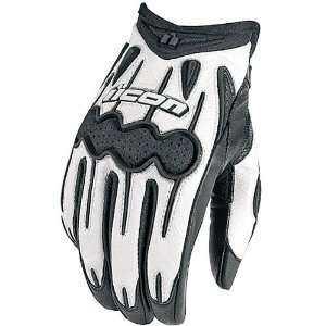 Icon Arc Womens Leather Sports Bike Motorcycle Gloves   White / Large