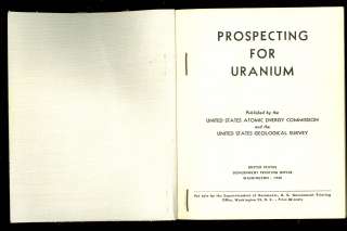1949 PROSPECTING FOR URANIUM   ATOMIC ENERGY COMMISSION  