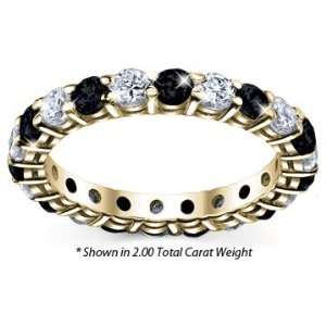 Womens Diamond Eternity Ring Shared Prong Diamond and Black Diamond 
