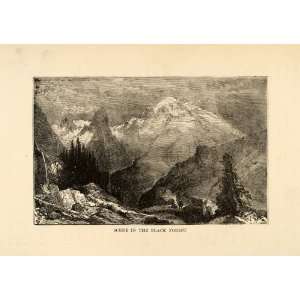  1880 Wood Engraving Black Forest Germany Camping Hiking 