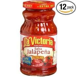 La Victoria Salsa Red Jalapeno, Extra Hot, 12 Ounce Glass Jars (Pack 