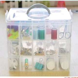 Layer 30 Compartments Plastic Storage Box Cosmetic Craft Case Free 