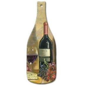 Vintners Wine Cheese Server Bottle Shaped Tempered Glass  