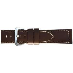  Mens 20mm Brown Thick Genuine Calf Leather Watch Strap Jewelry
