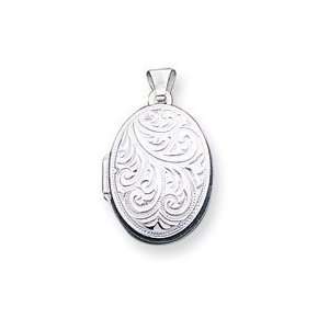  Scroll Oval Locket 13/16in   Sterling Silver Jewelry