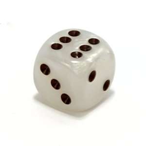  16mm 6 sided Round Cornered Marble Dice, White with Black 