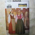 Butterick 6196 History Peasant Costume Pattern 12 16