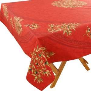  Olive Baux Red Cotton Tablecloths 63 x 98 Rectangle