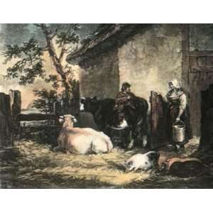  Milkmaid and Cowherd Etching Morland, George Smith, J A 