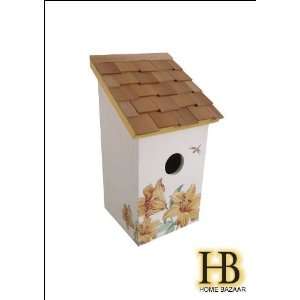 Home Bazaar HB 9075PLCS Printed Salt Box Birdhouse   Lily   Cream 