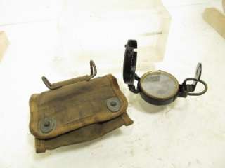 ORIGINAL WWII US MILITARY LENSATIC COMPASS with BELT CASE EXCELLENT 