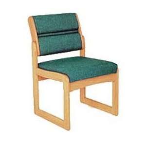  Single Chair Without Arms Light Oak Green Fabric