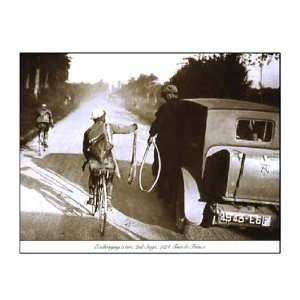  Exchanging a Tire 1924 Tour de France 11 x 14 Vintage 