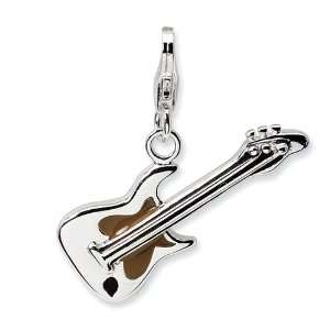   La Vita Sterling Silver 3 D Guitar Charm with Lobster Clasp Jewelry