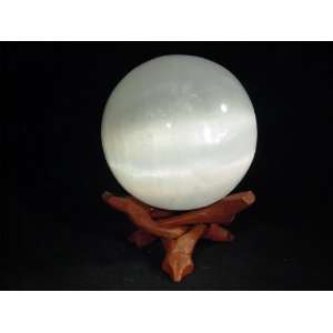  4.1 Morooco Selenite Lapidary Sphere Cat Eye with Stand 