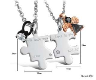   Stainless Steel Forever Love Puzzle Charm Wedding Couple Necklaces