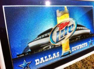 Miller Lite New Dallas Cowboys Stadium Mirror Bar Sign  