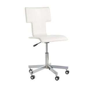  west elm T Desk Chair, Leather, White Furniture & Decor
