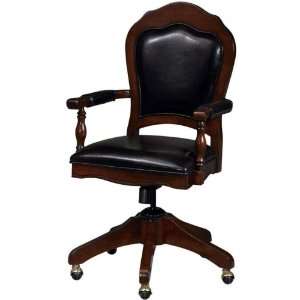  Salem Swivel Desk Chair With Arms   Black Leather