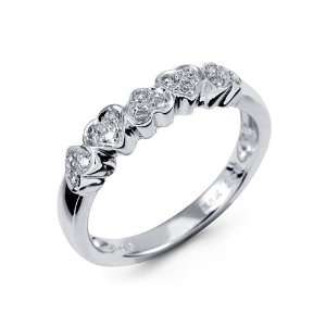  NEw 14k White Gold Diamond Heart Fancy Anniversary Ring 