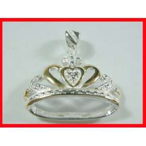  Crown Heart Pendant Sterling Silver w/24K Gold Everything 