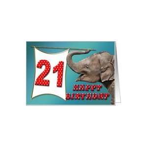  Baby Elephant waving a Banner 21st card Card Toys & Games