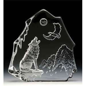  Engraved Lead Crystal    Wolf/Eagle