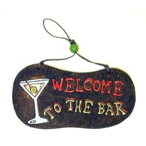  Handpainted Clay Welcome to the Bar Martini Sign Plaque 