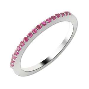   (AA+ Clarity,Pegion Red Color) Ruby Band in 14K White Gold.size 7.5
