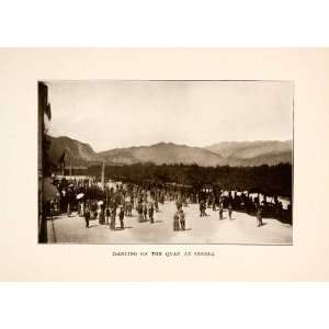  1908 Print Stresa Italy Quay Dancing Dancers Landscape 