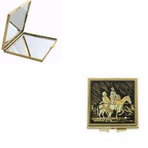  Don Quixote and Sancho Panza Square Compact Mirror (Gold) Beauty