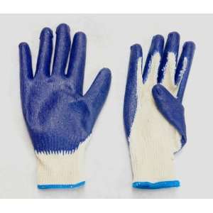   Cotton /Poly Work Gloves Extra Large w/ Blue Latex Coated Palm Finger