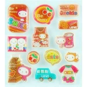 Cute Japanese Happy Color Stickers (Embossing)