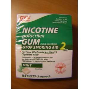  CVS Nicotine Polacrilex Nicotine Gum Mint 2 mg. 110 pieces 