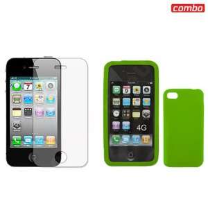  Apple iPhone 4G Combo Neon Green Rubber Feel Protective 