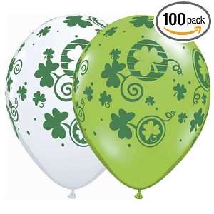   Round Balloon, White/Lime Green   Pack of 100