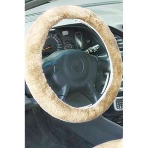 Universal Matching Sheepskin Steering Wheel Cover, LIGHT TAN, Size 1 