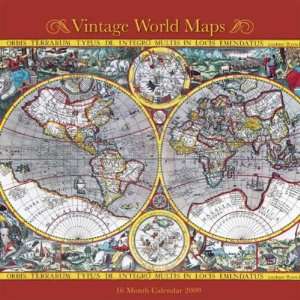  Vintage World Maps 2009 Wall Calendar 12 X 12 Office 