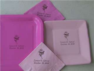 50 Personalized Paper Square Sweet 16 Plates & Napkins  