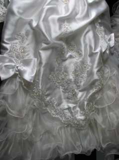 1980s Vintage San Martin Satin Wedding Gown~Mermaid Ruffle Train 
