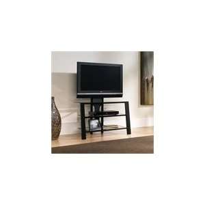  Sauder Mirage Panel TV Stand with Mount Black / Clear 