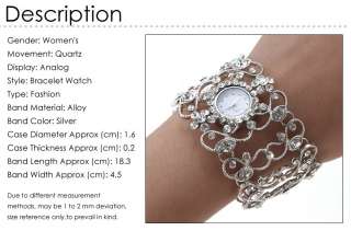  Womens Bracelet Bangle Wrist Watch Silver Engraving DMD Quartz Analog
