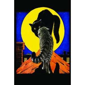 Cats on a Cold Tin Roof   12x18 Framed Print in Gold Frame (17x23 