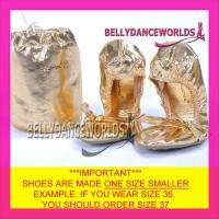 BELLY DANCE SHOES SOFT HEEL GOLD OR SILVER SIZE 36 40  