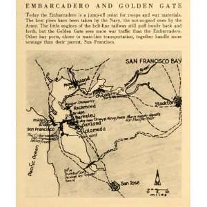  1945 Print Embarcadero Golden Gate San Francisco California Map 