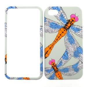 Apple iPhone 4G 4 G 4S 4 S Orange Blue Pink Dragonfly Insects White 